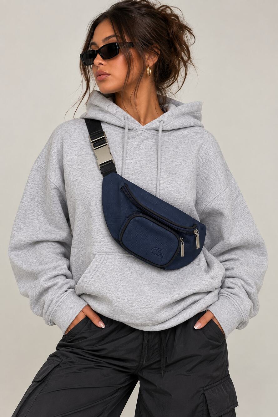 Vintage Lacoste Waist Bag Navy Blue Made in Korea Y2K Fanny Pack Belt Bag
